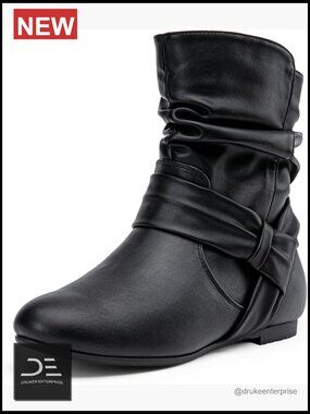 Slouch Ankle Flat Boots Fashion Short Low Heel Zipper Booties